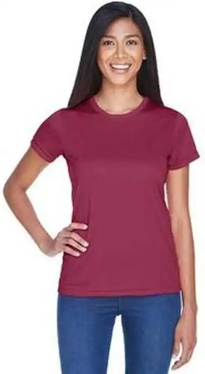 Ultraclub 8420l Ladies’ Cool &amp; Dry Sport Performance Interlockt-shirt - Maroon