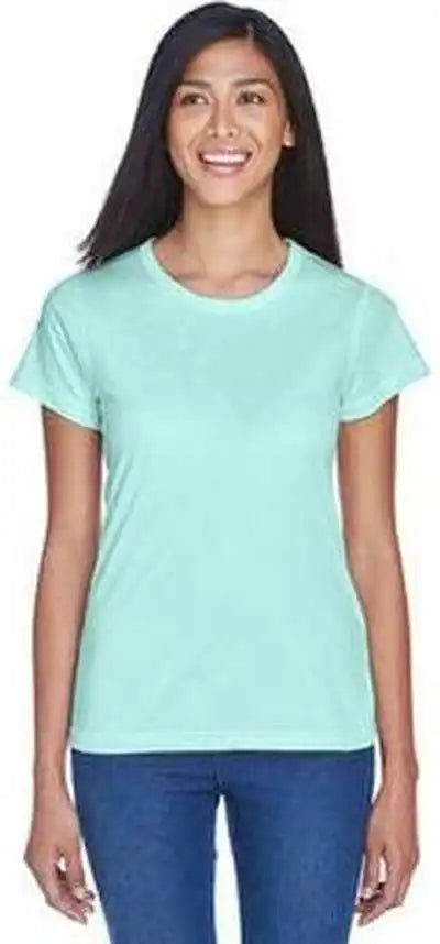 Ultraclub 8420l Ladies’ Cool &amp; Dry Sport Performance Interlockt-shirt - Sea Frost