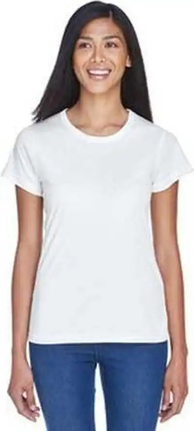 Ultraclub 8420l Ladies’ Cool &amp; Dry Sport Performance Interlockt-shirt - White