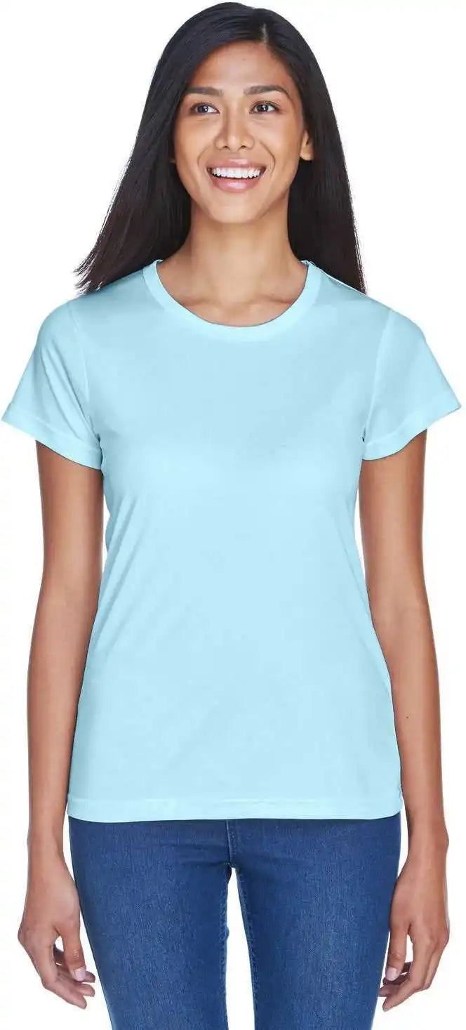 Ultraclub 8420l Ladies’ Cool & Dry Sport Performance Interlockt-shirt - Ice Blue