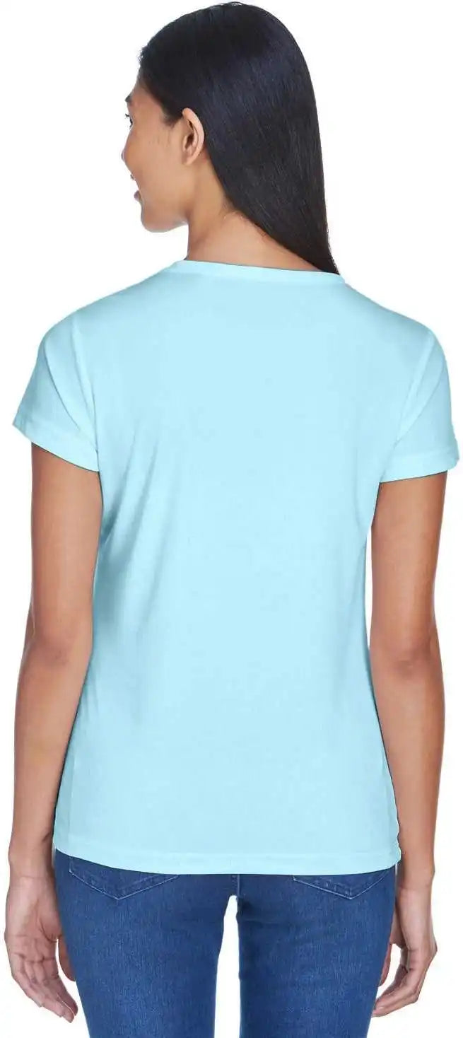 Ultraclub 8420l Ladies’ Cool &amp; Dry Sport Performance Interlockt-shirt - Ice Blue