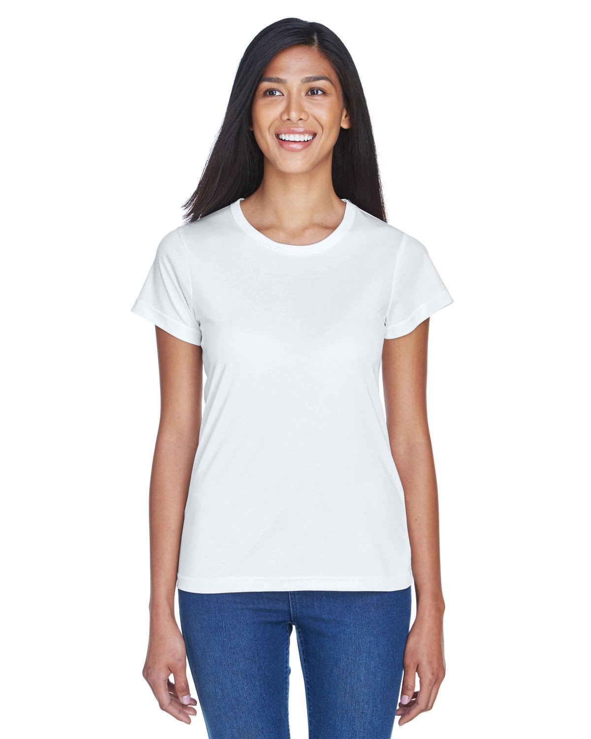 Ultraclub 8420l Women’s Cool & Dry Sport Performance Interlock T-shirt - White