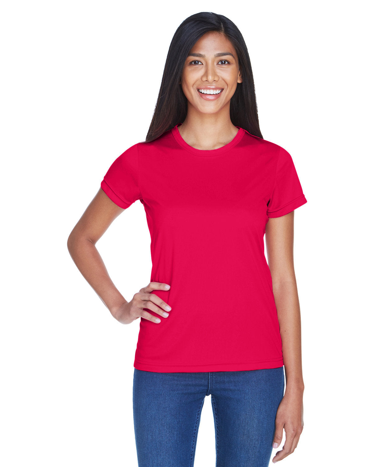 Ultraclub 8420l Women’s Cool & Dry Sport Performance Interlock T-shirt - Red