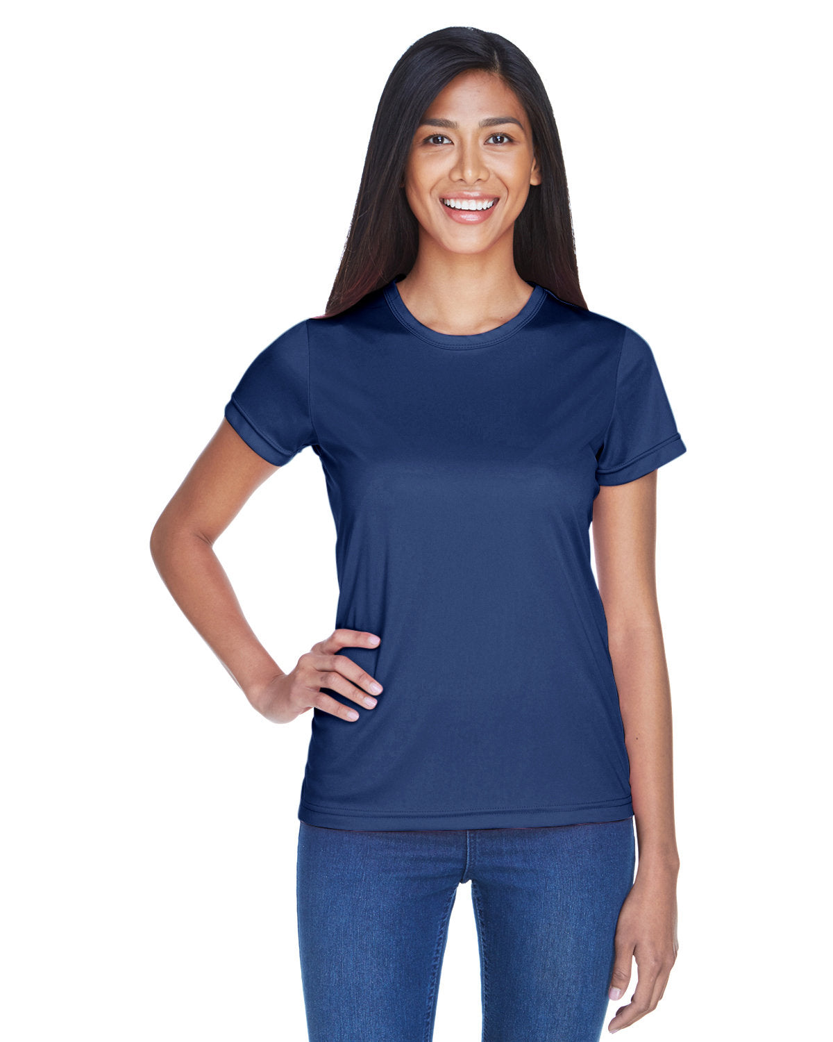 Ultraclub 8420l Women’s Cool & Dry Sport Performance Interlock T-shirt - Navy
