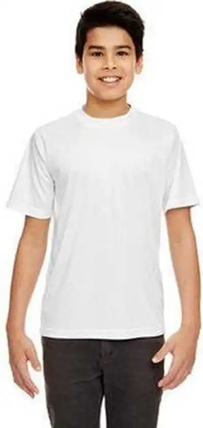 Ultraclub 8420y Youth Cool & Dry Sport Performance Interlockt Shirt White