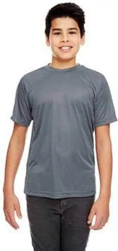 Ultraclub 8420y Youth Cool & Dry Sport Performance Interlockt Shirt Charcoal