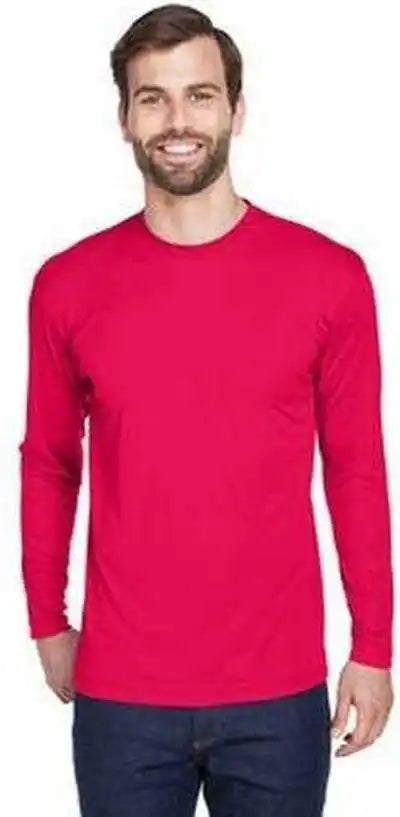 Ultraclub 8422 Adult Cool & Dry Sport Long-sleeve Performance Interlock T-shirt - Red