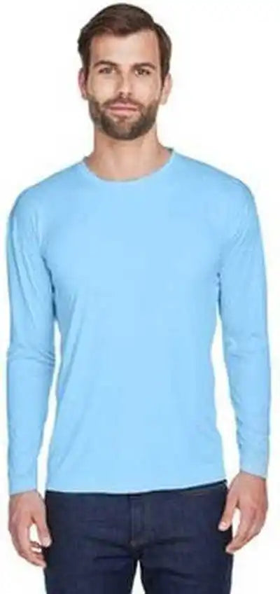 Ultraclub 8422 Adult Cool &amp; Dry Sport Long-sleeve Performance Interlock T-shirt - Columbia Blue