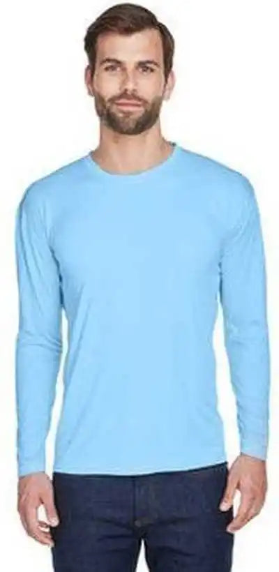 Ultraclub 8422 Adult Cool &amp; Dry Sport Long-sleeve Performance Interlock T-shirt - Columbia Blue