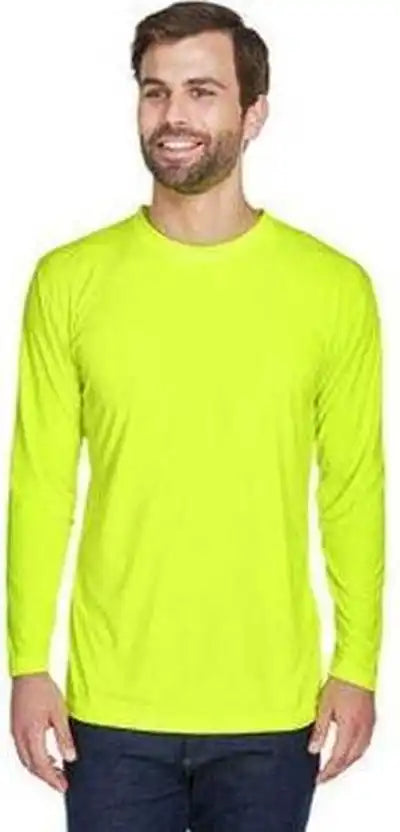 Ultraclub 8422 Adult Cool &amp; Dry Sport Long-sleeve Performance Interlock T-shirt - Bright Yellow