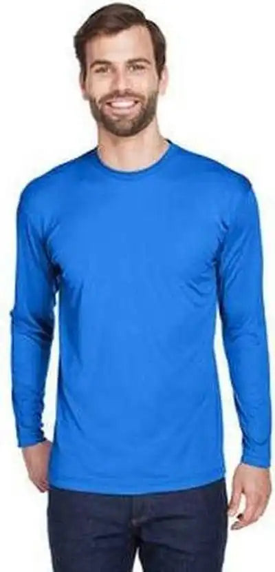 Ultraclub 8422 Adult Cool &amp; Dry Sport Long Sleeve Performance Interlock t Shirt Royal