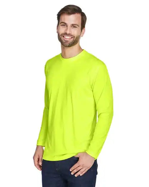 Ultraclub 8422u Men’s Cool &amp; Dry Sport Long Sleeve Performance Interlock T-shirt - 8422 - Bright Yellow