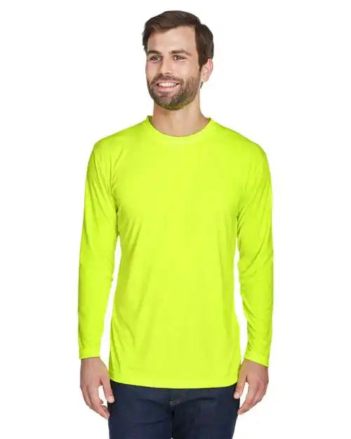 Ultraclub 8422u Men’s Cool & Dry Sport Long Sleeve Performance Interlock T-shirt - 8422 - Bright Yellow - Xs