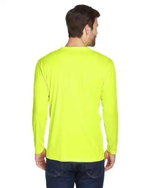 Ultraclub 8422u Men’s Cool &amp; Dry Sport Long Sleeve Performance Interlock T-shirt - 8422 - Bright Yellow