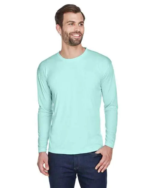 Ultraclub 8422u Men’s Cool & Dry Sport Long Sleeve Performance Interlock T-shirt - 8422 - Sea Frost