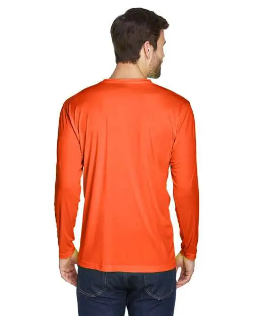 Ultraclub 8422u Men’s Cool & Dry Sport Long Sleeve Performance Interlock T-shirt - 8422 - Bright Orange