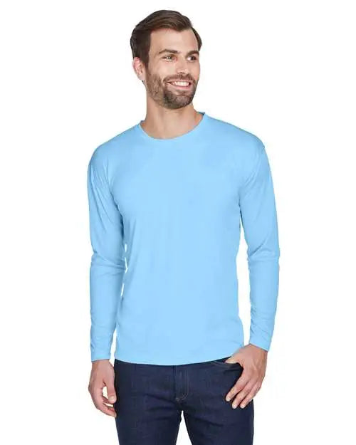 Ultraclub 8422u Men’s Cool & Dry Sport Long Sleeve Performance Interlock T-shirt - 8422 - Columbia Blue
