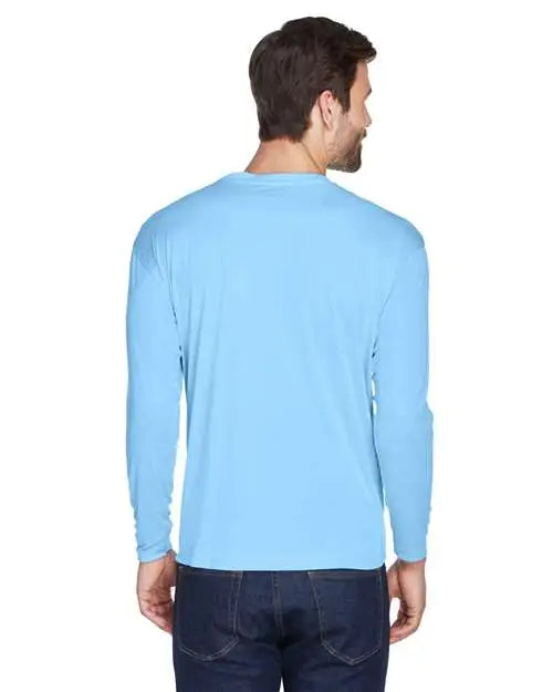 Ultraclub 8422u Men’s Cool & Dry Sport Long Sleeve Performance Interlock T-shirt - 8422 - Columbia Blue