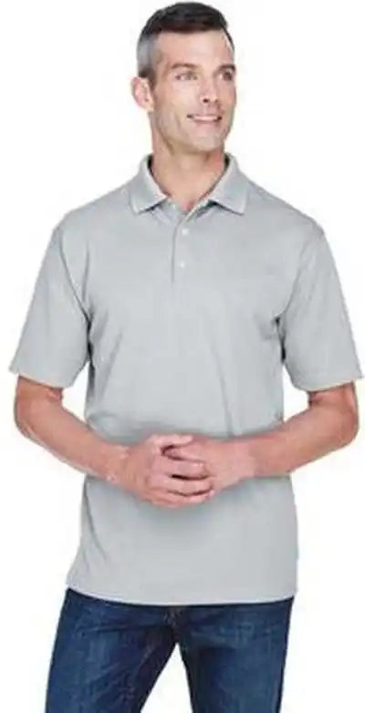 Ultraclub 8445 Men’s Cool &amp; Dry Stain Release Performance Polo Silver