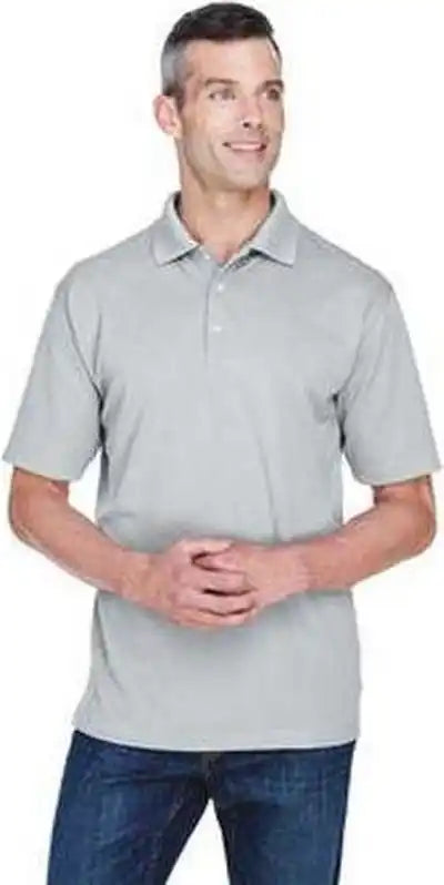 Ultraclub 8445 Men’s Cool &amp; Dry Stain Release Performance Polo Silver
