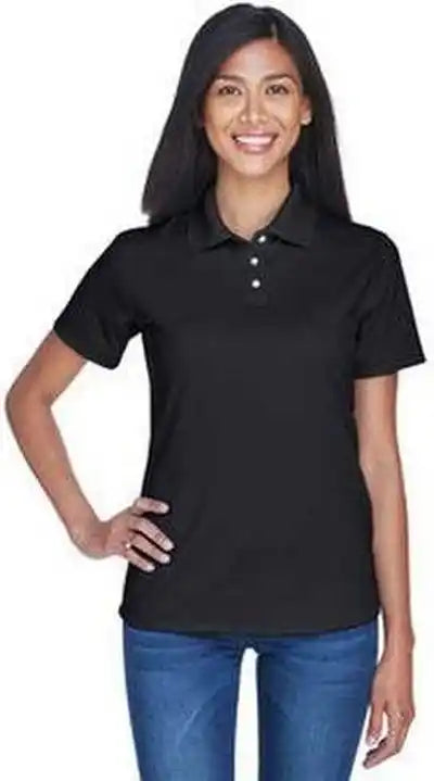 Ultraclub 8445l Ladies’ Cool &amp; Dry Stain Release Performance Polo Black