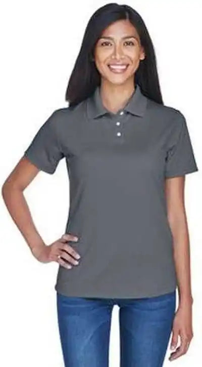 Ultraclub 8445l Ladies’ Cool &amp; Dry Stain-release Performance Polo - Charcoal