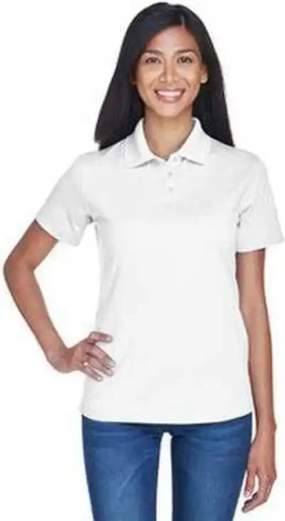 Ultraclub 8445l Ladies’ Cool &amp; Dry Stain Release Performance Polo White