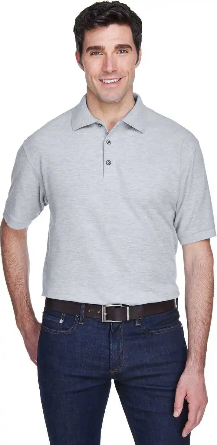Ultraclub 8540 Men’s Whisper Pique Polo Heather Gray