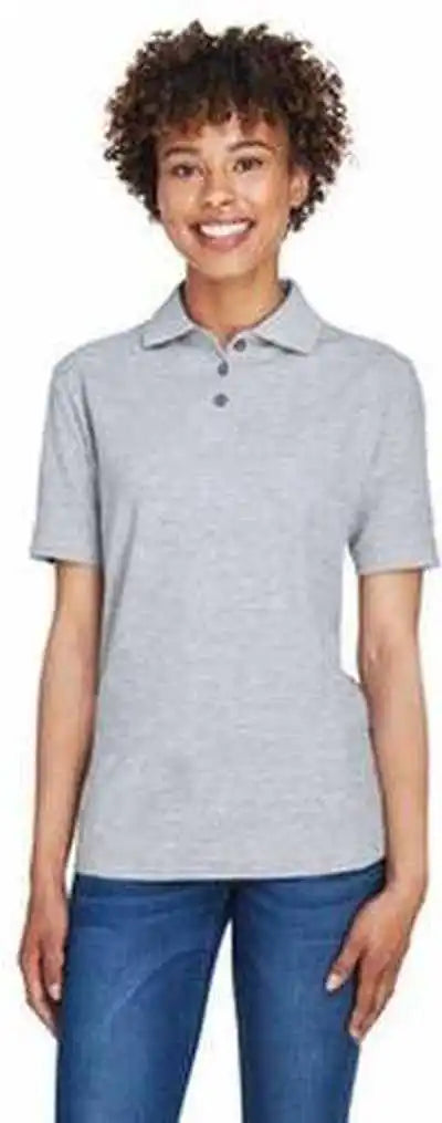 Ultraclub 8541 Ladies’ Whisper Pique Polo - Heather Gray