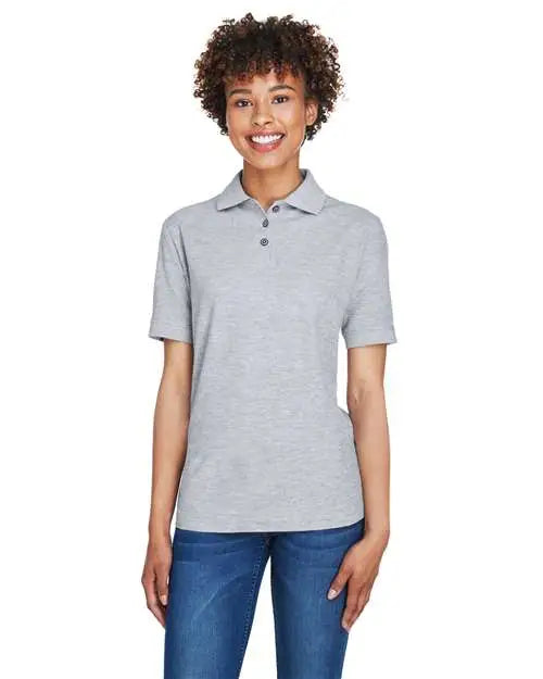 Ultraclub 8541 Women’s Whisper Pique Polo - Heather Grey - Gray / Xs