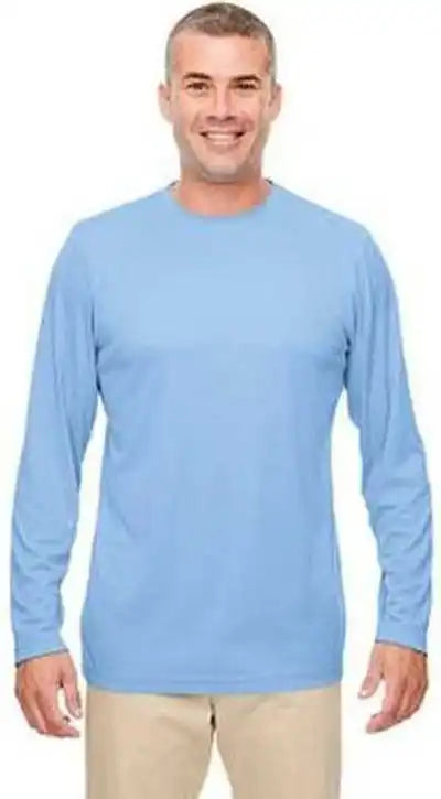 Ultraclub 8622 Men’s Cool &amp; Dry Performance Long-sleeve Top - Columbia Blue