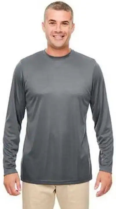 Ultraclub 8622 Men’s Cool &amp; Dry Performance Long-sleeve Top - Charcoal