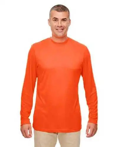 Ultraclub 8622 Men’s Cool &amp; Dry Performance Long Sleeve Top Bright Orange