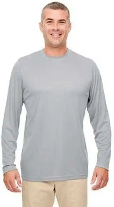 Ultraclub 8622 Men’s Cool & Dry Performance Long Sleeve Top Gray