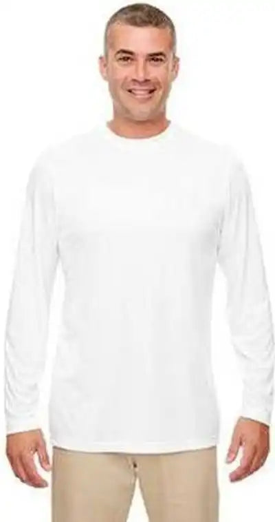Ultraclub 8622 Men’s Cool & Dry Performance Long Sleeve Top White