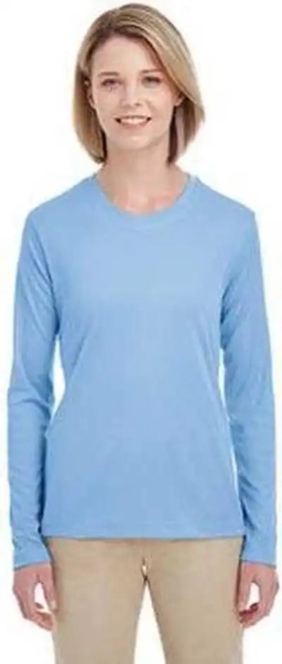 Ultraclub 8622w Ladies’ Cool &amp; Dry Performance Long-sleeve Top - Columbia Blue