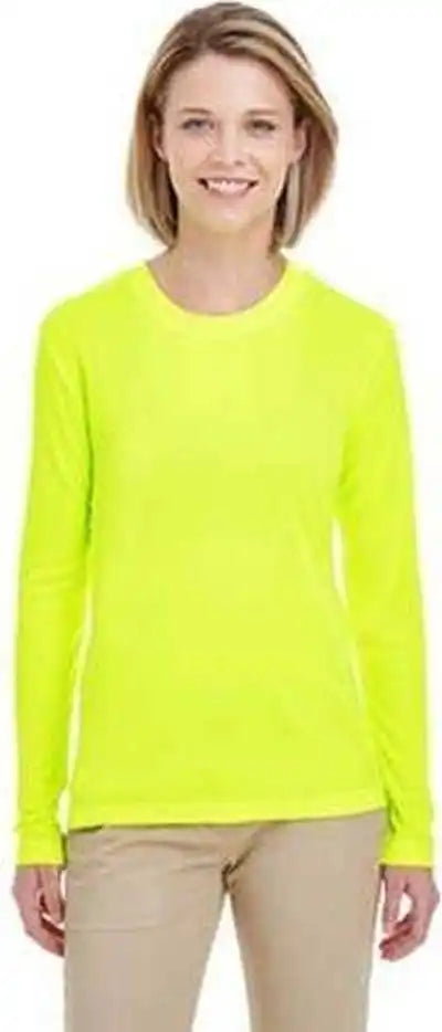 Ultraclub 8622w Ladies’ Cool &amp; Dry Performance Long-sleeve Top - Bright Yellow