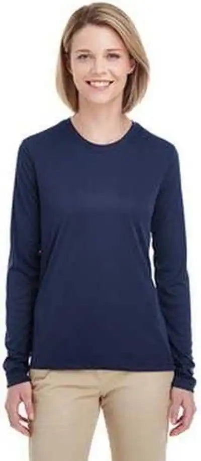 Ultraclub 8622w Ladies’ Cool & Dry Performance Long-sleeve Top - Navy