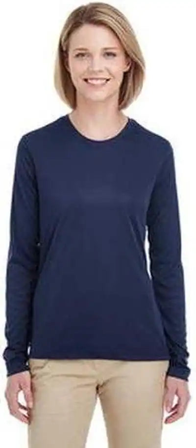Ultraclub 8622w Ladies’ Cool & Dry Performance Long-sleeve Top - Navy