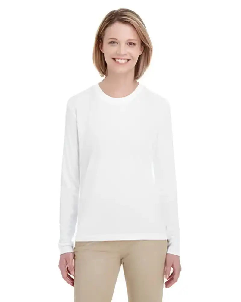 Ultraclub 8622w Ladies’ Cool & Dry Performance Long-sleeve Top - White
