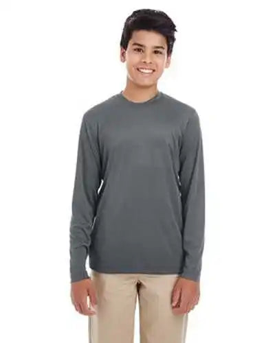 Ultraclub 8622y Youth Cool & Dry Performance Long-sleeve Top - Charcoal