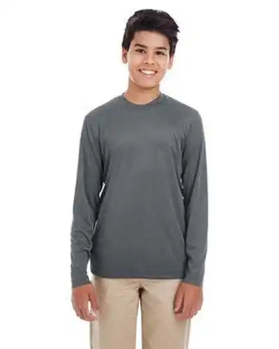 Ultraclub 8622y Youth Cool & Dry Performance Long-sleeve Top - Charcoal