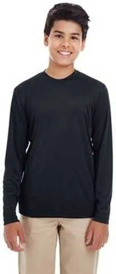 Ultraclub 8622y Youth Cool &amp; Dry Performance Long Sleeve Top Black