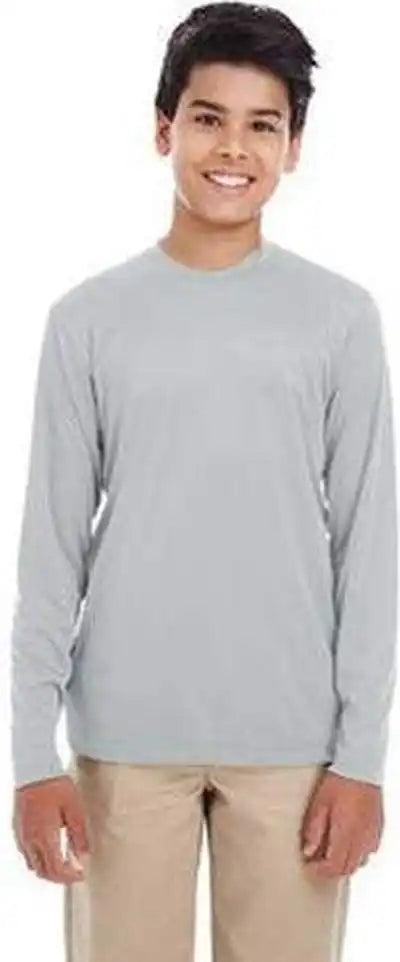 Ultraclub 8622y Youth Cool &amp; Dry Performance Long-sleeve Top - Gray