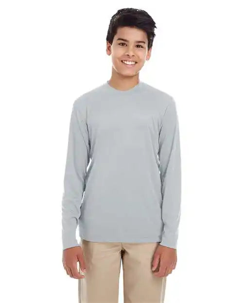Ultraclub 8622y Youth Cool & Dry Performance Long Sleeve Top - Grey - l