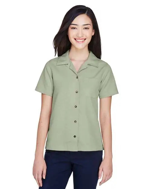 Ultraclub 8981 Women’s Cabana Breeze Camp Shirt - Sage - Blue / Xs