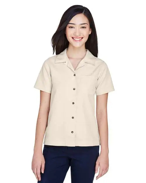 Ultraclub 8981 Women’s Cabana Breeze Camp Shirt - Stone - Ivory / Xs