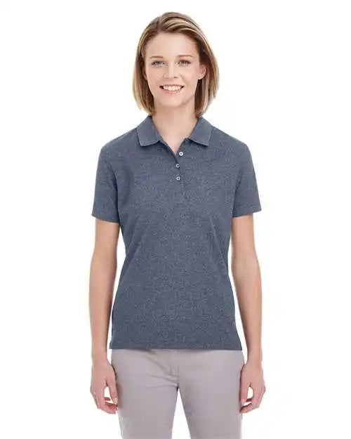 Ultraclub Uc100w Women’s Heathered Pique Polo - Navy Heather