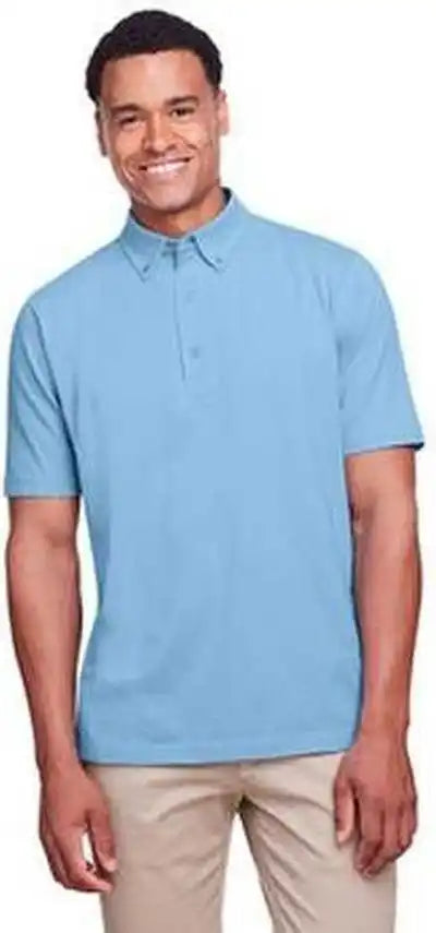 Ultraclub Uc105 Men’s Lakeshore Stretch Cotton Performance Polo - Columbia Blue