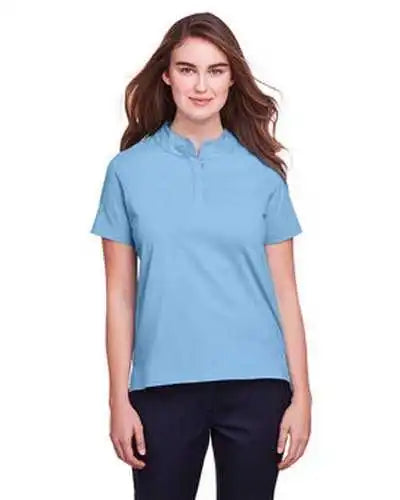 Ultraclub Uc105w Ladies’ Lakeshore Stretch Cotton Performance Polo - Columbia Blue